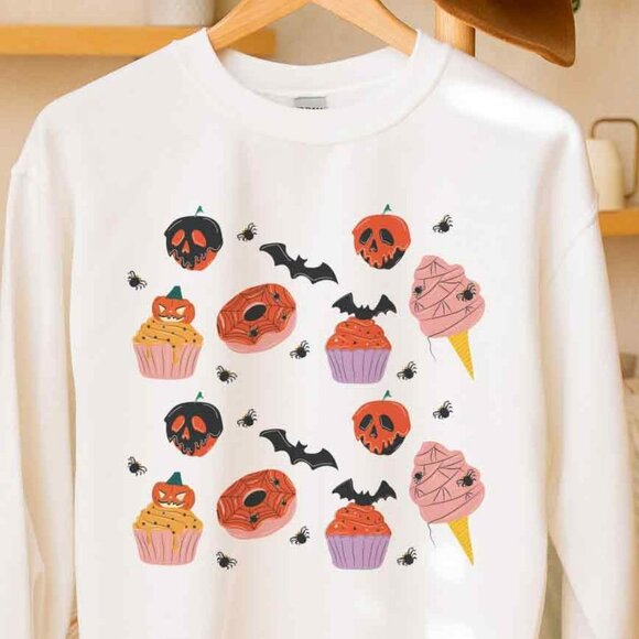 Desert Bloom Darlin Sweaters - Spooky Sweets Halloween White Sweatshirt